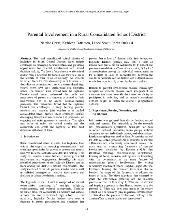 (PDF) Parental Involvement in a Rural Consolidated School District