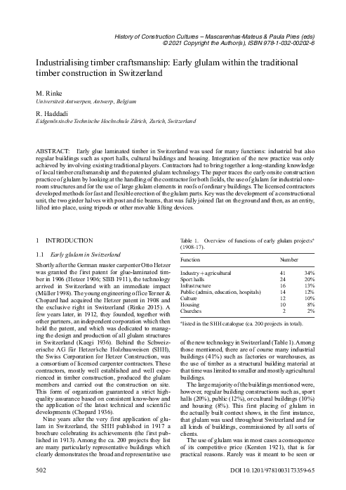 (PDF) Industrialising timber craftsmanship: Early glulam within the ...