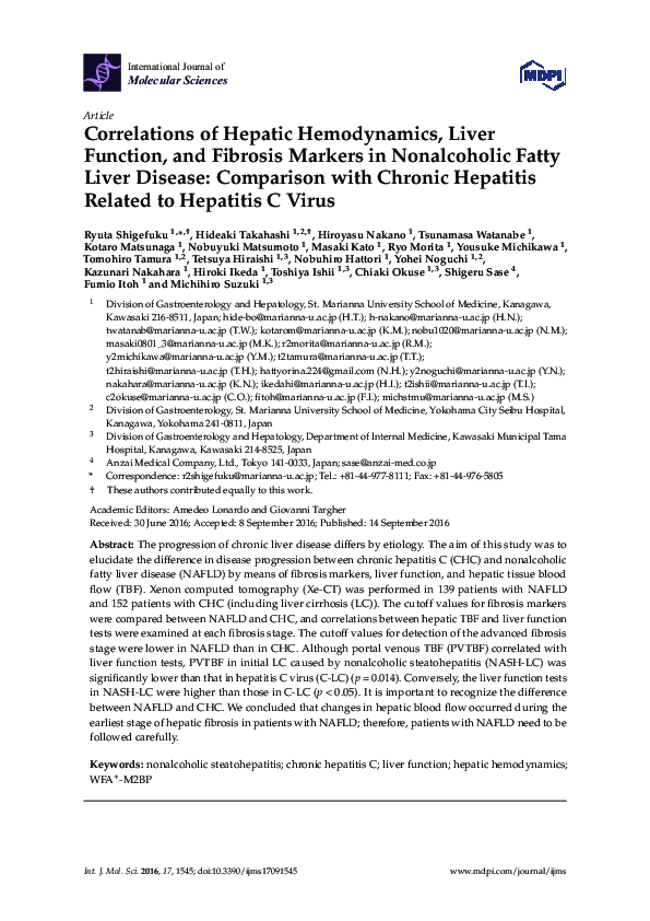 (PDF) Correlations of Hepatic Hemodynamics, Liver Function, and ...