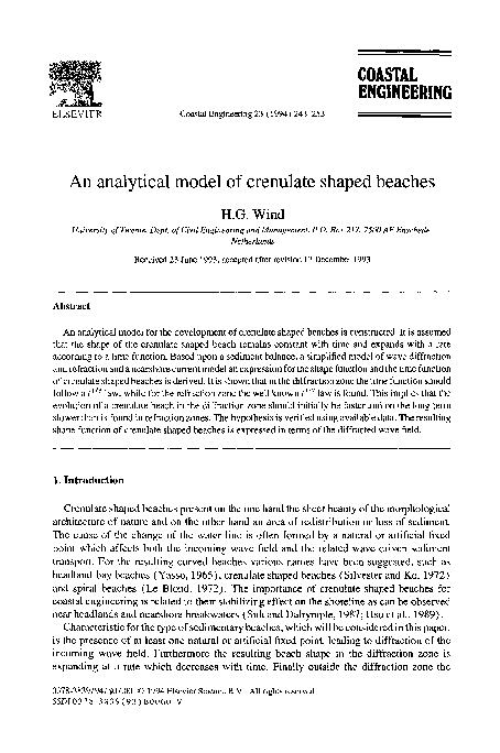 (PDF) An analytical model of crenulate shaped beaches