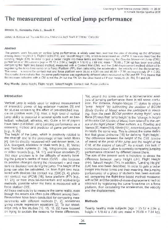 (PDF) The measurement of vertical jump performance