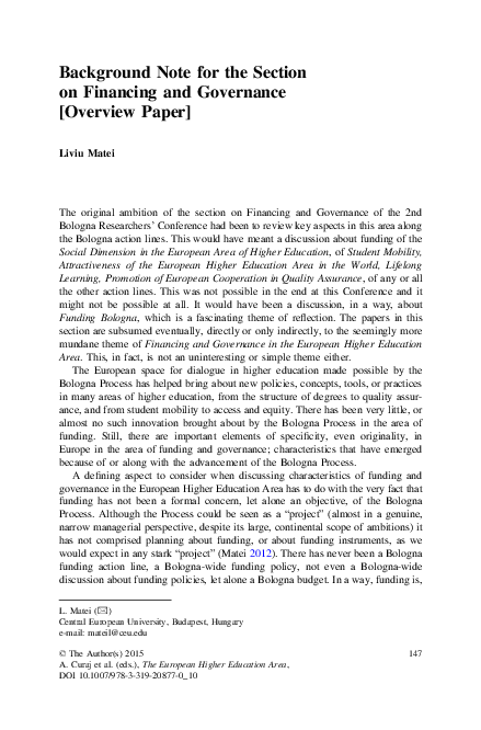 (PDF) Background Note for the Section on Financing and Governance ...
