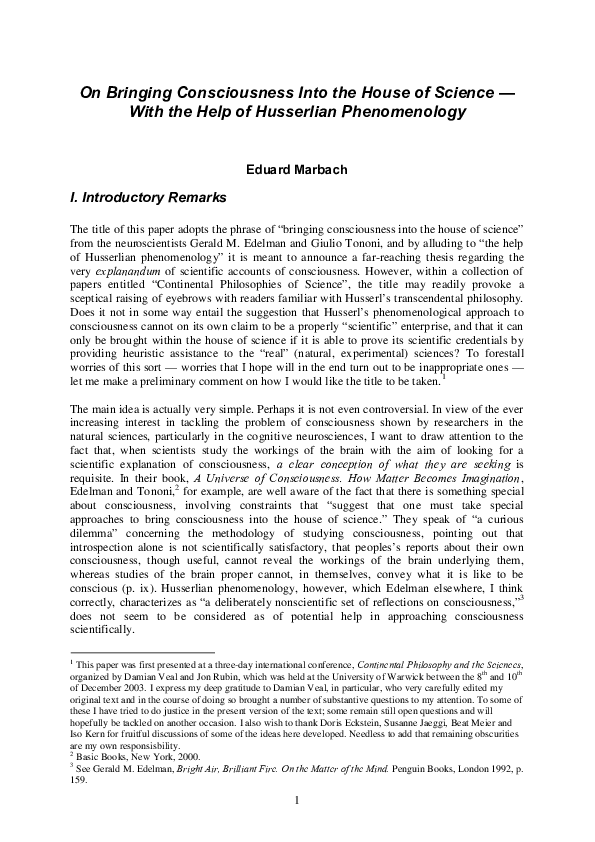 (PDF) On Bringing Consciousness into the House of Science - with the ...