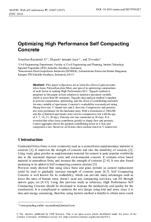 (PDF) Optimizing High Performance Self Compacting Concrete