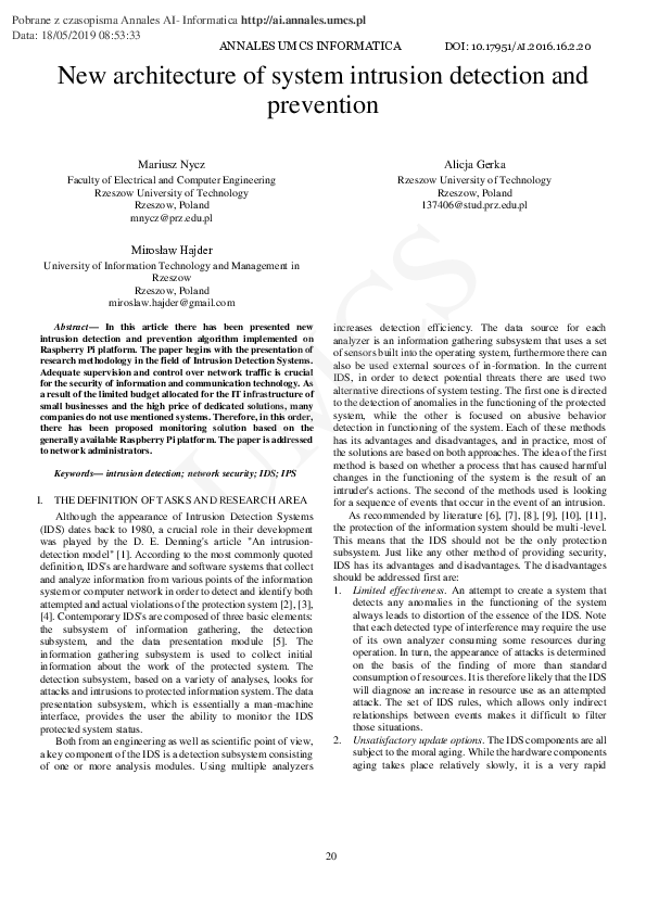 (PDF) New architecture of system intrusion detection and prevention