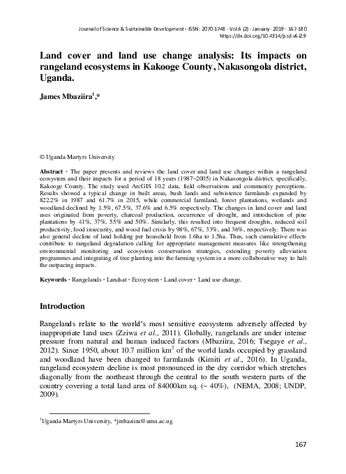 (PDF) Land cover and land use change analysis: Its impacts on rangeland ...