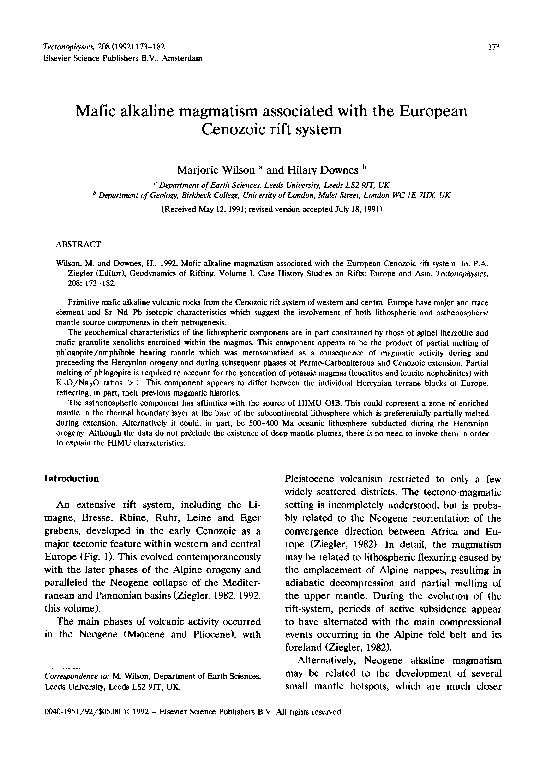 (PDF) Mafic alkaline magmatism associated with the European Cenozoic ...