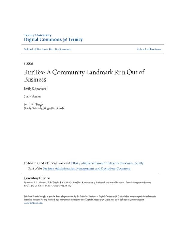 (PDF) RunTex: A community landmark run out of business