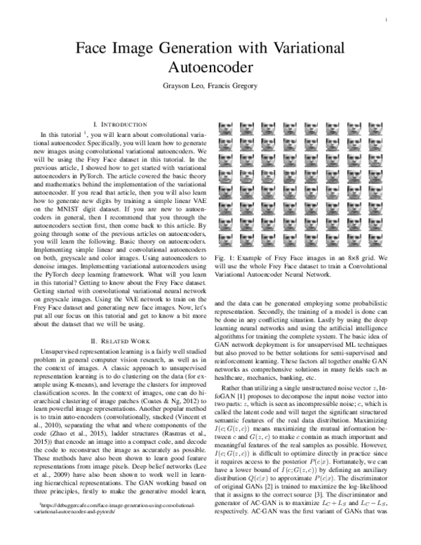 (PDF) Face Image Generation with Variational Autoencoder