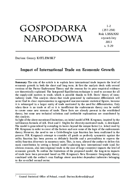 (PDF) The impact of international trade on economic growth