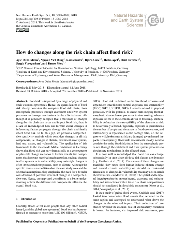 (PDF) How do changes along the risk chain affect flood risk?