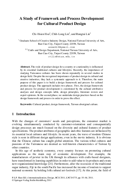 (PDF) A Study of Framework and Process Development for Cultural Product ...