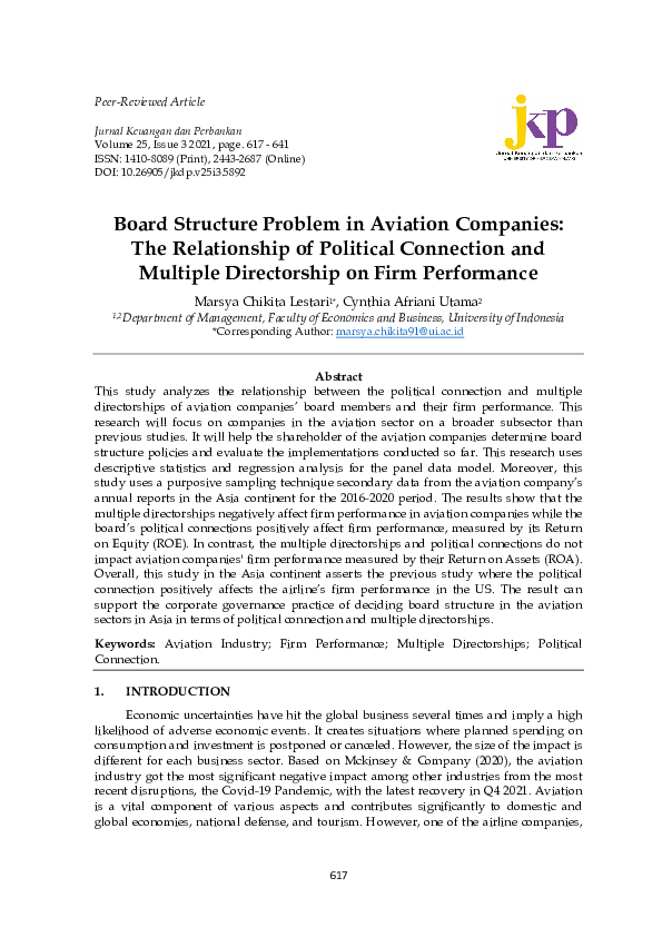(PDF) Board Structure Problem in Aviation Companies: The Relationship ...