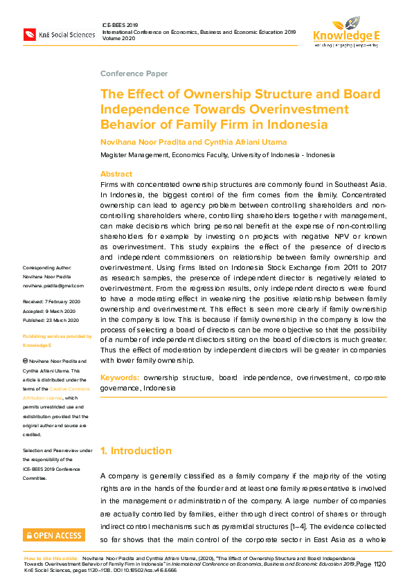 (PDF) The Effect of Ownership Structure and Board Independence Towards ...