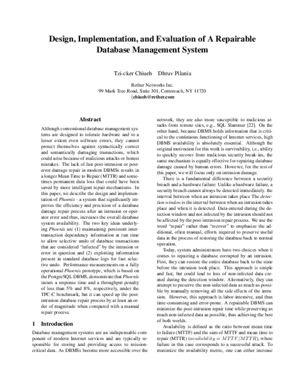 (PDF) Design, implementation, and evaluation of repairable file service