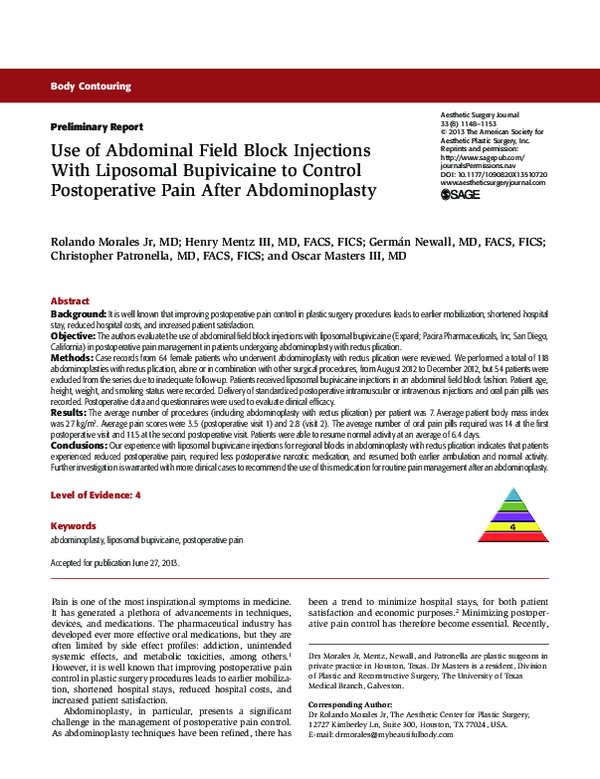 (PDF) Use of Abdominal Field Block Injections With Liposomal ...