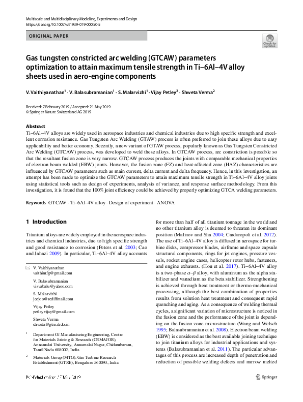 (PDF) Gas tungsten constricted arc welding (GTCAW) parameters ...