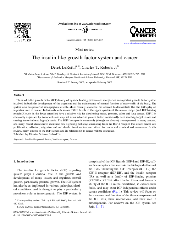 (PDF) The insulin-like growth factor system and cancer