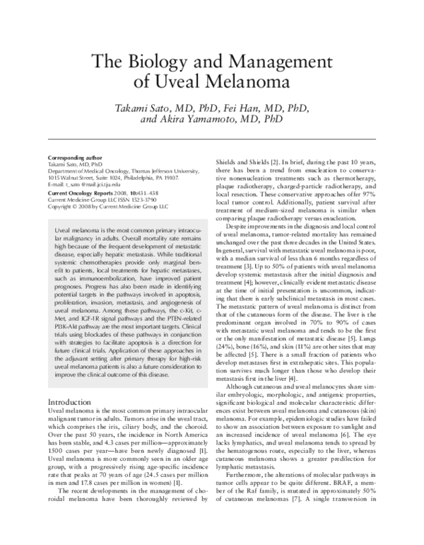 (PDF) The biology and management of uveal melanoma