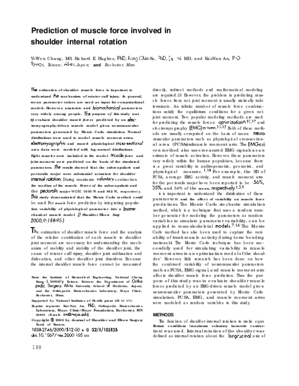 (PDF) Prediction of muscle force involved in shoulder internal rotation