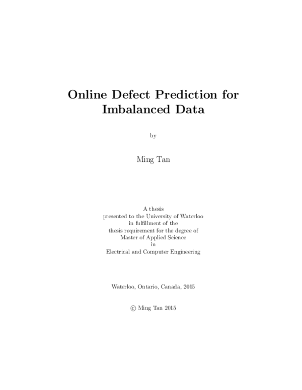 (PDF) Online Defect Prediction for Imbalanced Data