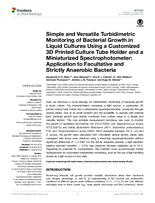 (PDF) Simple and Versatile Turbidimetric Monitoring of Bacterial Growth