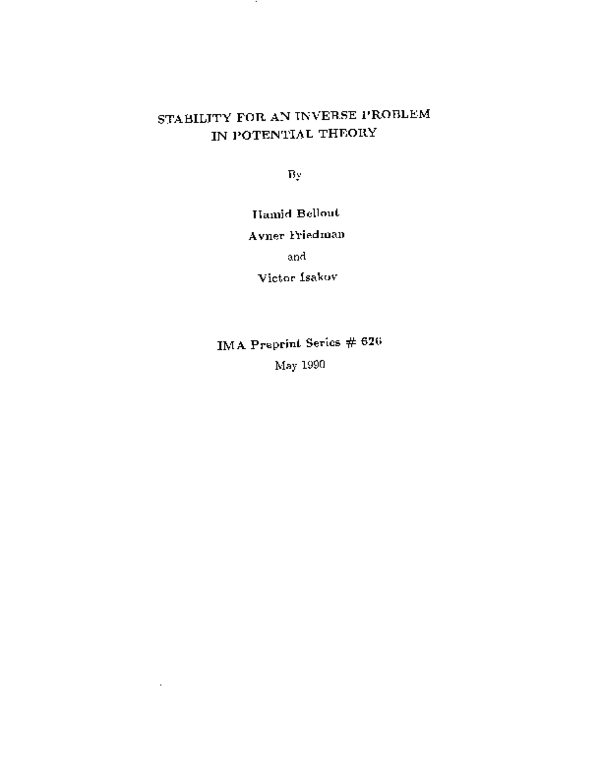 (PDF) Stability results for an inverse problem in potential theory