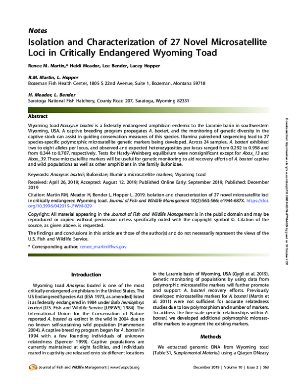 (PDF) Isolation and Characterization of 27 Novel Microsatellite Loci in ...