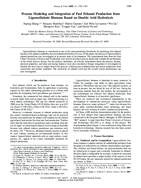 (PDF) Process Modeling and Integration of Fuel Ethanol Production from