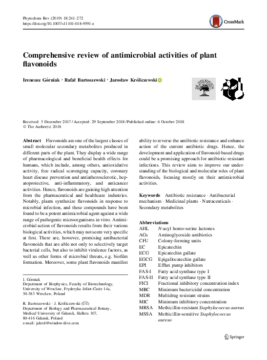 (PDF) Comprehensive review of antimicrobial activities of plant flavonoids