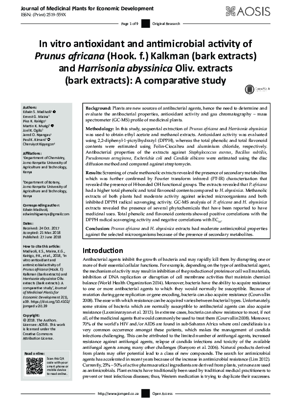 (PDF) In vitro antioxidant and Antimicrobial activities of grapes ...