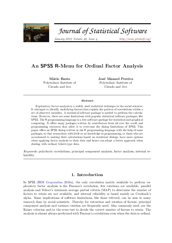 (PDF) An SPSS R -Menu for Ordinal Factor Analysis