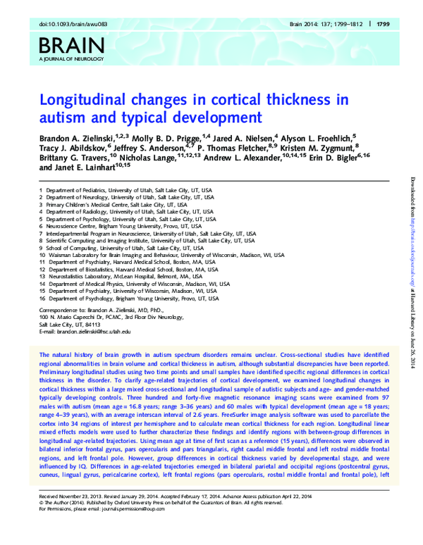(PDF) Longitudinal changes in cortical thickness in autism and typical ...
