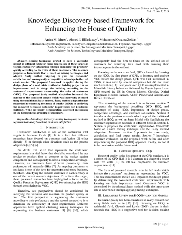(PDF) Knowledge Discovery based Framework for Enhancing the House of ...