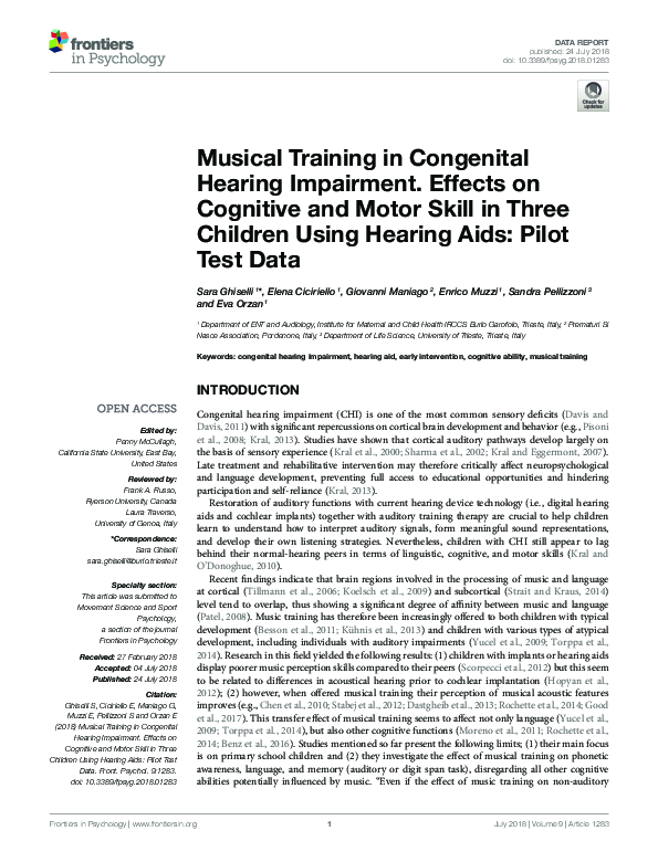 (PDF) Musical Training in Congenital Hearing Impairment. Effects on ...