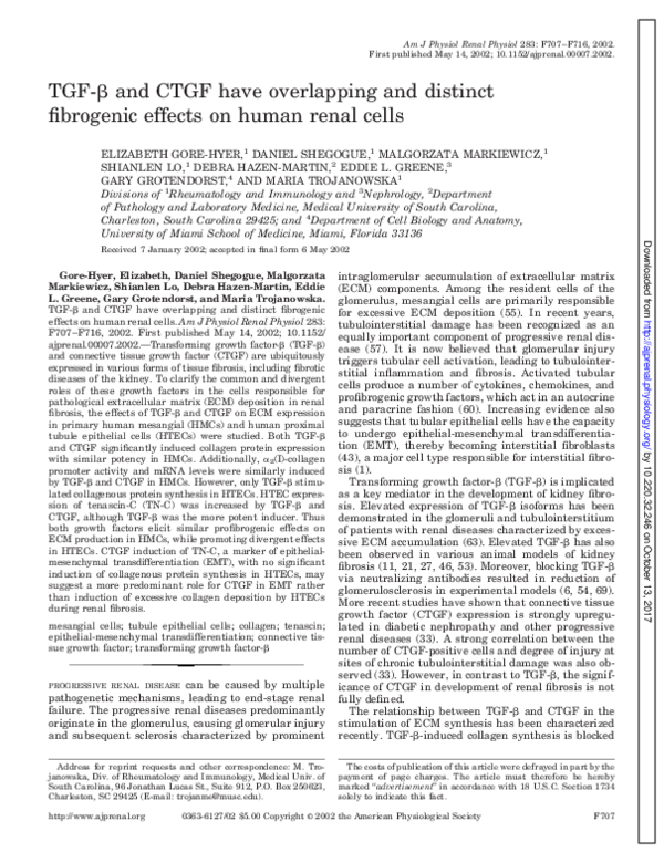 (PDF) TGF- and CTGF have overlapping and distinct fibrogenic effects on ...