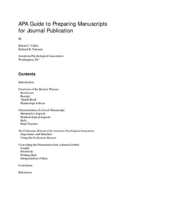 (PDF) APA guide to preparing manuscripts for journal publication