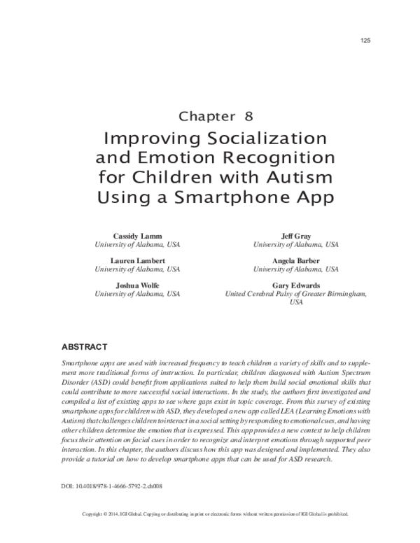(PDF) Improving Socialization and Emotion Recognition for Children with ...