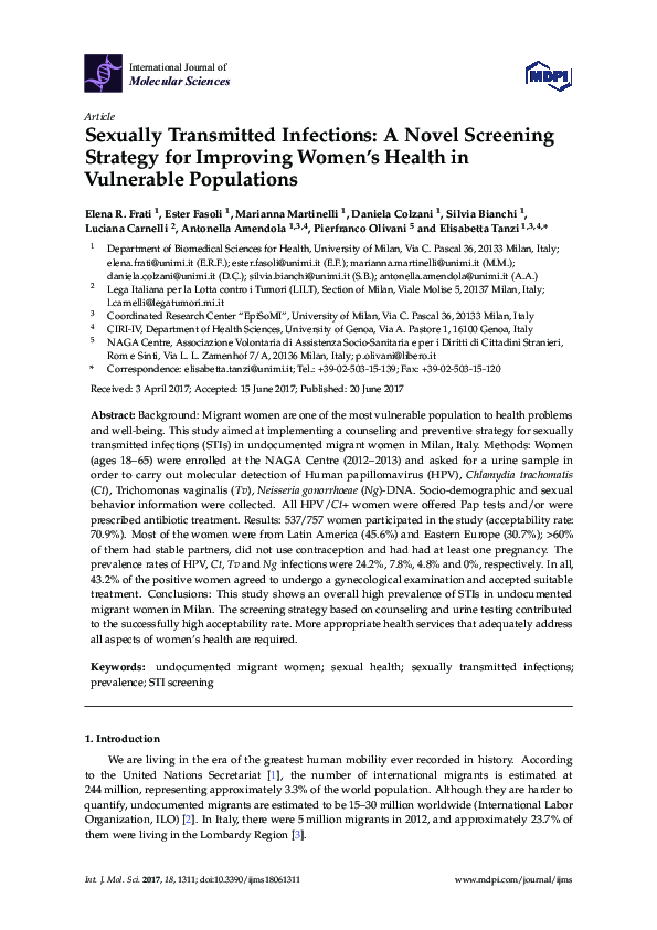 (PDF) Sexually Transmitted Infections: A Novel Screening Strategy for ...