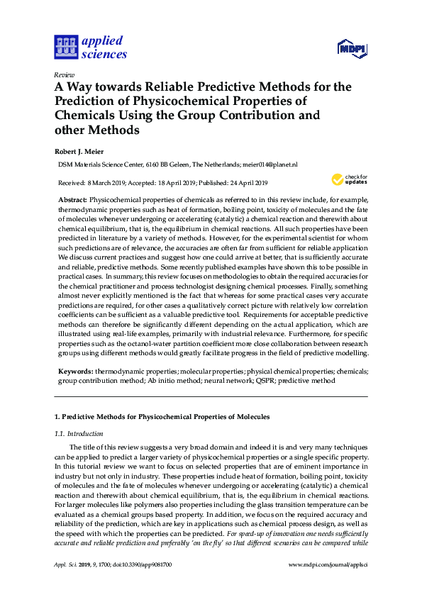 (PDF) A Way towards Reliable Predictive Methods for the Prediction of ...