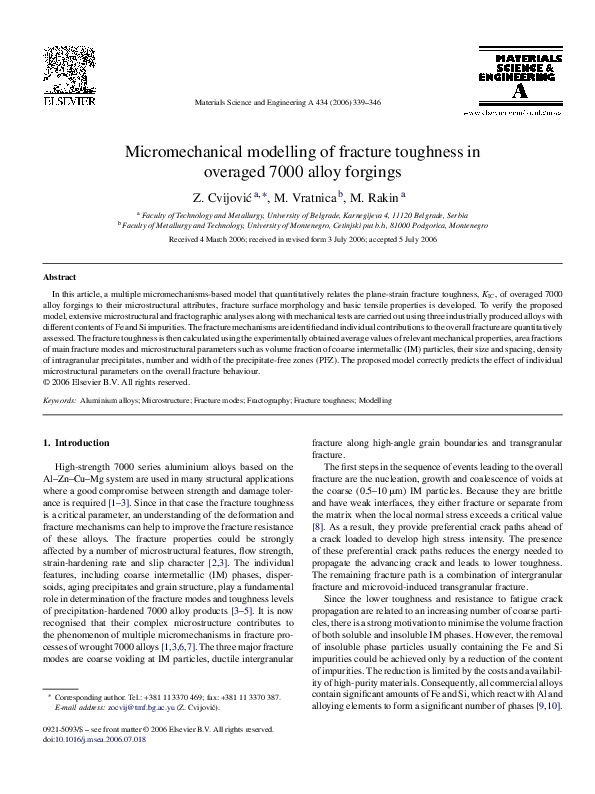 (PDF) Micromechanical modelling of fracture toughness in overaged 7000 ...