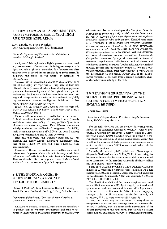 (PDF) The symptom onset in schizophrenia (SOS) scale: Test-retest ...