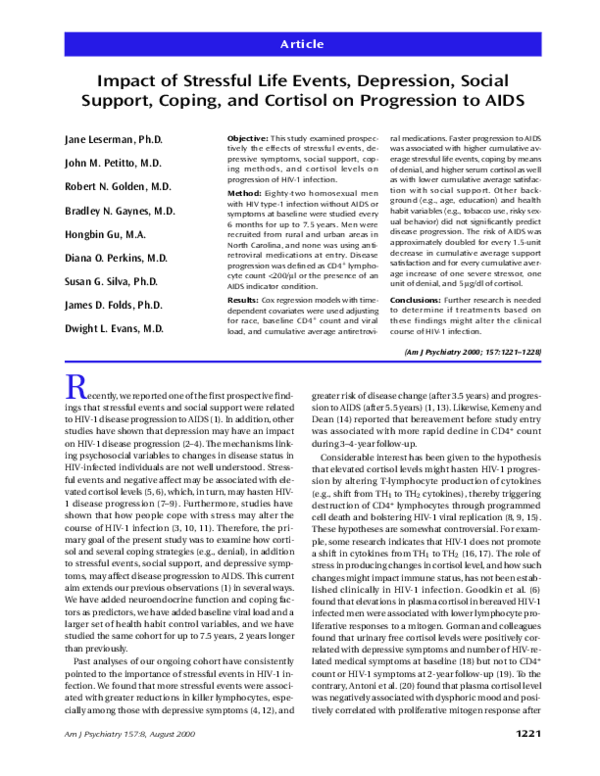(PDF) Impact of Stressful Life Events, Depression, Social Support ...