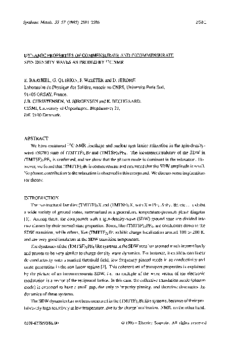 (PDF) Dynamic properties of commensurate and incommensurate spin ...