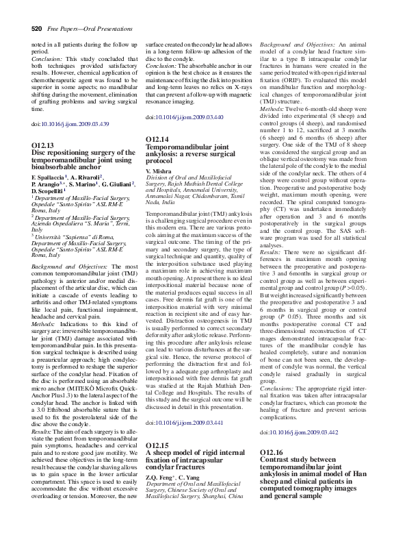 (PDF) Disc repositioning surgery of the temporomandibular joint using ...
