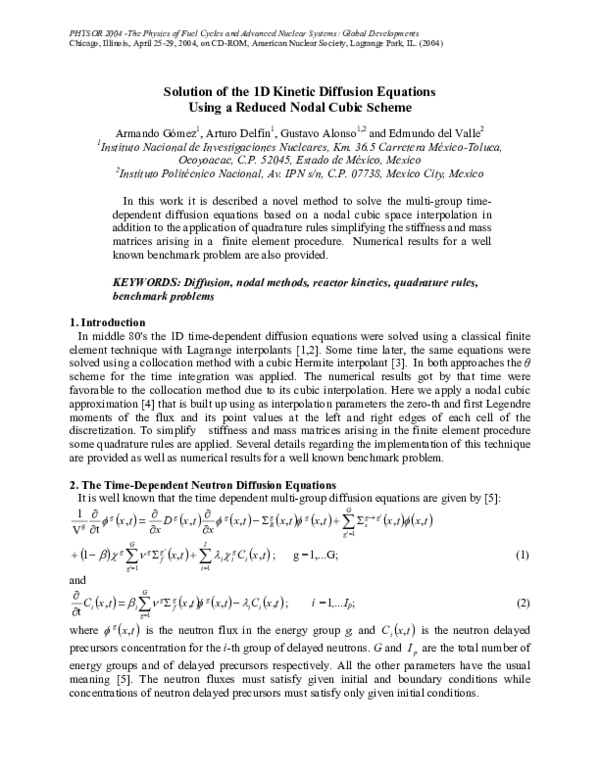 (PDF) Solution of the 1D Kinetic Diffusion Equations Using a Reduced ...