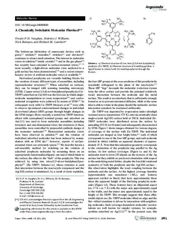 (PDF) A Chemically Switchable Molecular Pinwheel