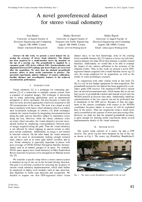 (PDF) A Novel Georeferenced Dataset for Stereo Visual Odometry