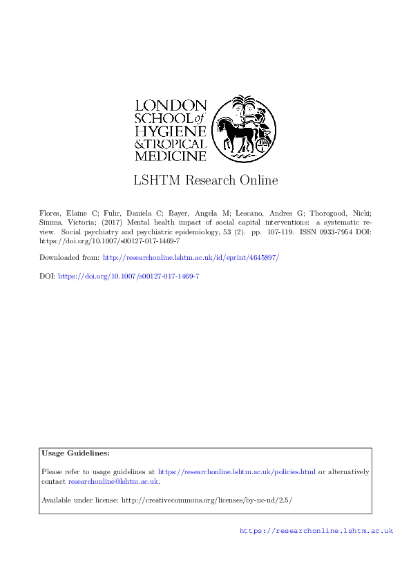 (PDF) Mental health impact of social capital interventions: a ...