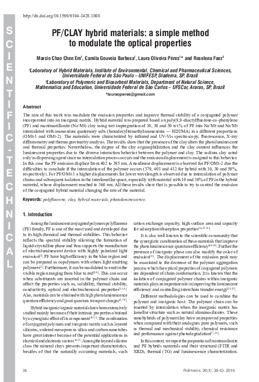 (PDF) PF/CLAY hybrid materials: a simple method to modulate the optical ...